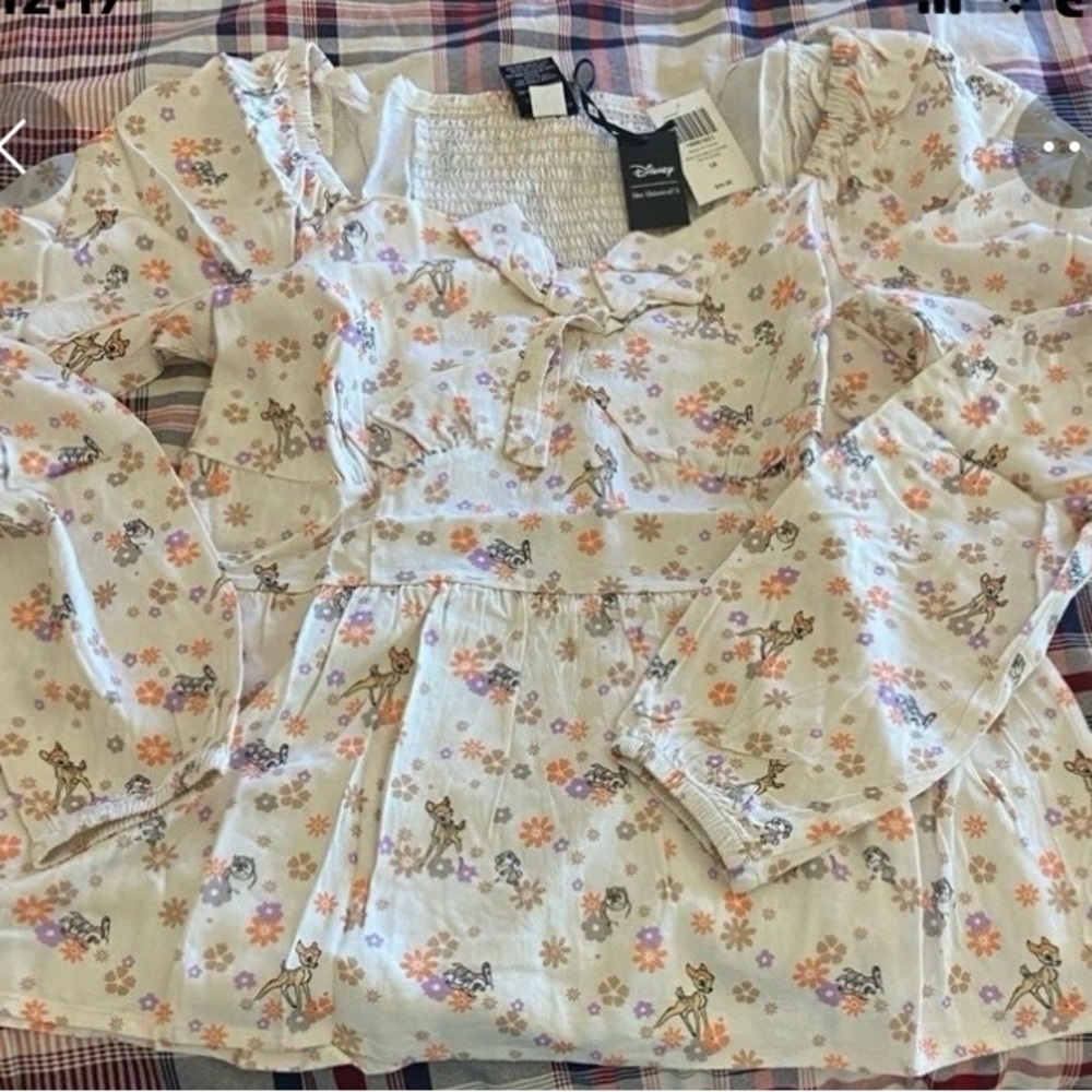 NWT Disney Bambi and Thumper Floral Bow blouse